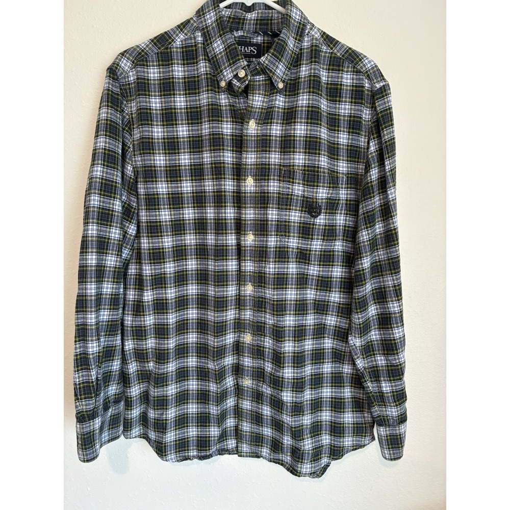 Chaps Men's M Long‎ Sleeve Plaid Classic Oxford Button Down Cotton Shirt